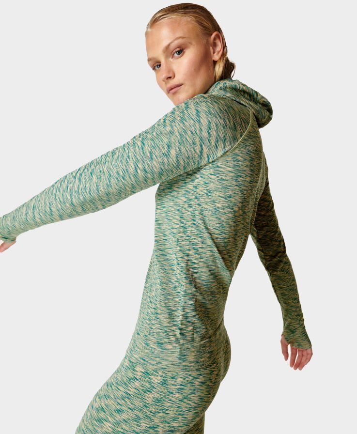 mujer camiseta interior con capucha y diseño spacedye Sweaty Betty 8VNTL765 terreno verde ropa