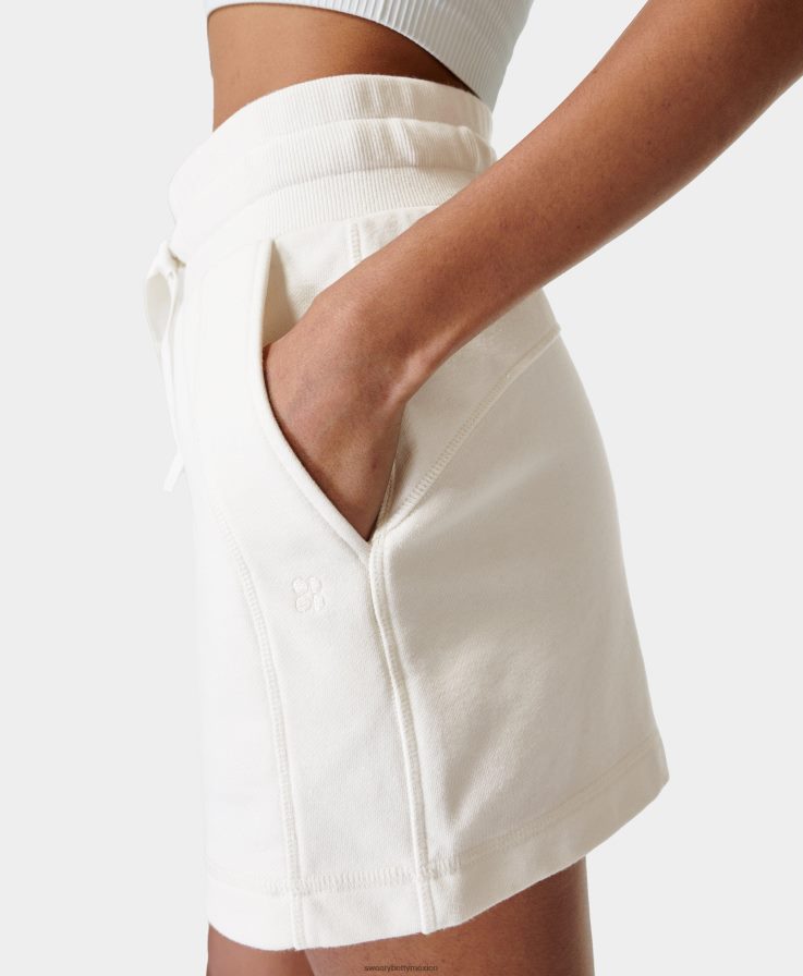 mujer revivir pantalones cortos de cintura alta Sweaty Betty 8VNTL621 lirio blanco ropa
