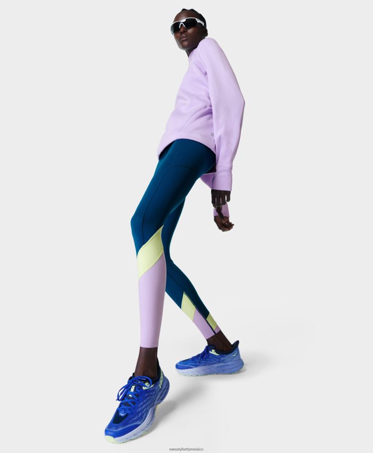 mujer Legging deportivo con bloques de color y cintura alta Power Ultrasculpt Sweaty Betty 8VNTL965 azul profundo ropa
