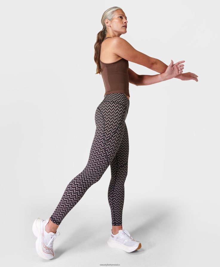 mujer leggings de entrenamiento de potencia Sweaty Betty 8VNTL71 microestampado de pata de gallo negro ropa