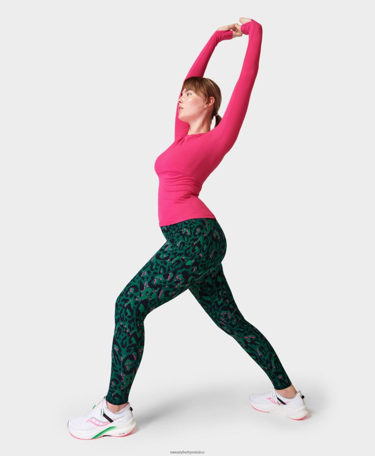 mujer leggings de entrenamiento de potencia Sweaty Betty 8VNTL72 pincelada verde estampado leo ropa