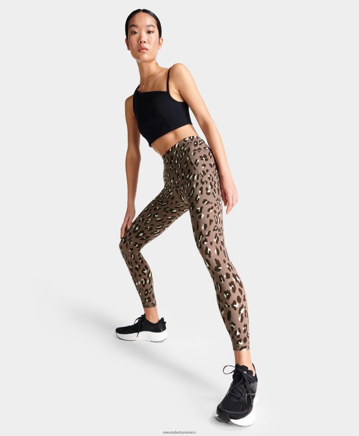 mujer leggings de entrenamiento power 7/8 Sweaty Betty 8VNTL7 estampado de guepardo marrón ropa