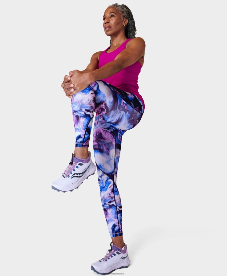 mujer leggings de entrenamiento power pro 7/8 Sweaty Betty 8VNTL89 impresión de paisaje virtual azul ropa