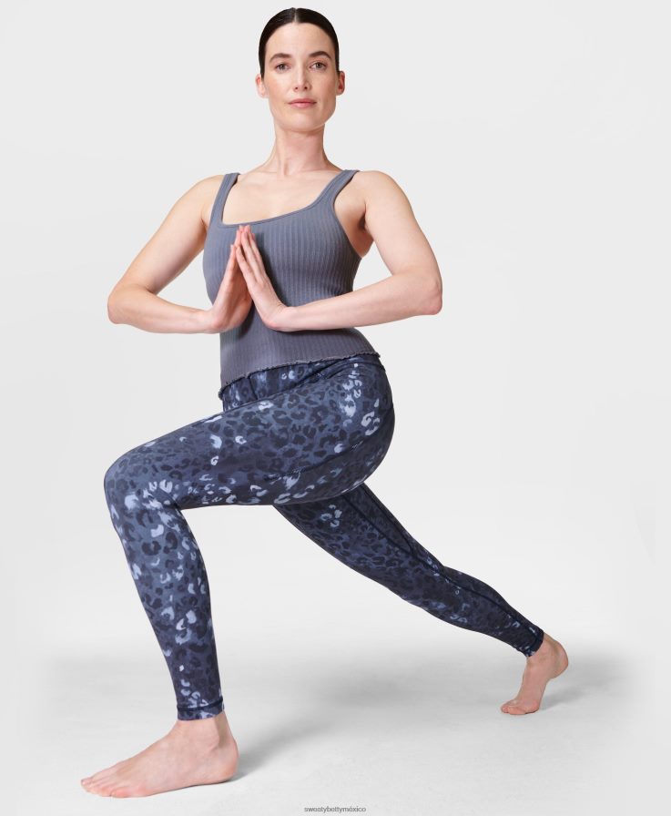 mujer leggings de yoga súper suaves Sweaty Betty 8VNTL176 estampado de sombra de leopardo azul ropa