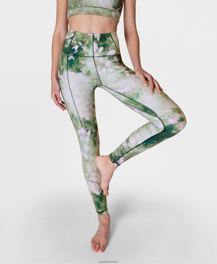 mujer leggings de yoga súper suaves Sweaty Betty 8VNTL177 estampado de prado de lavanda verde ropa