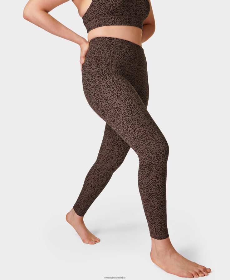 mujer leggings de yoga súper suaves Sweaty Betty 8VNTL181 estampado de marcas de leopardo marrón ropa