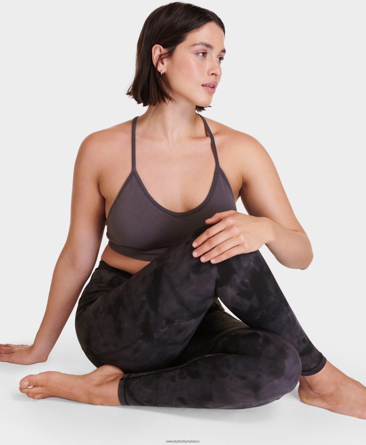 mujer leggings de yoga súper suaves Sweaty Betty 8VNTL186 estampado de tinte en aerosol negro ropa