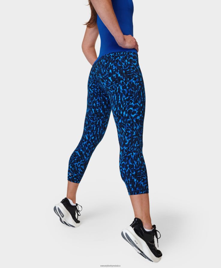 mujer leggings deportivos cortos y potentes Sweaty Betty 8VNTL419 estampado de remolinos de animales azules ropa