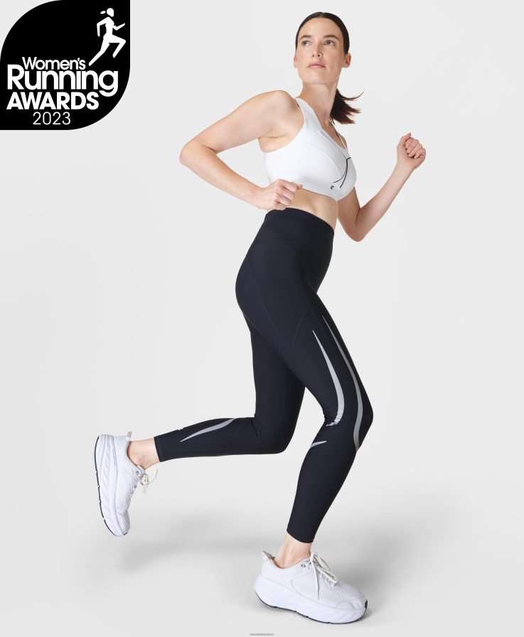 mujer leggings para correr con iluminación 7/8 de gravedad cero Sweaty Betty 8VNTL486 negro ropa