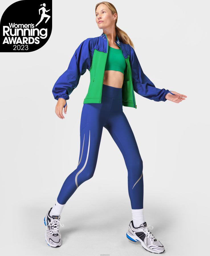 mujer leggings para correr con iluminación de gravedad cero Sweaty Betty 8VNTL520 azul relámpago ropa