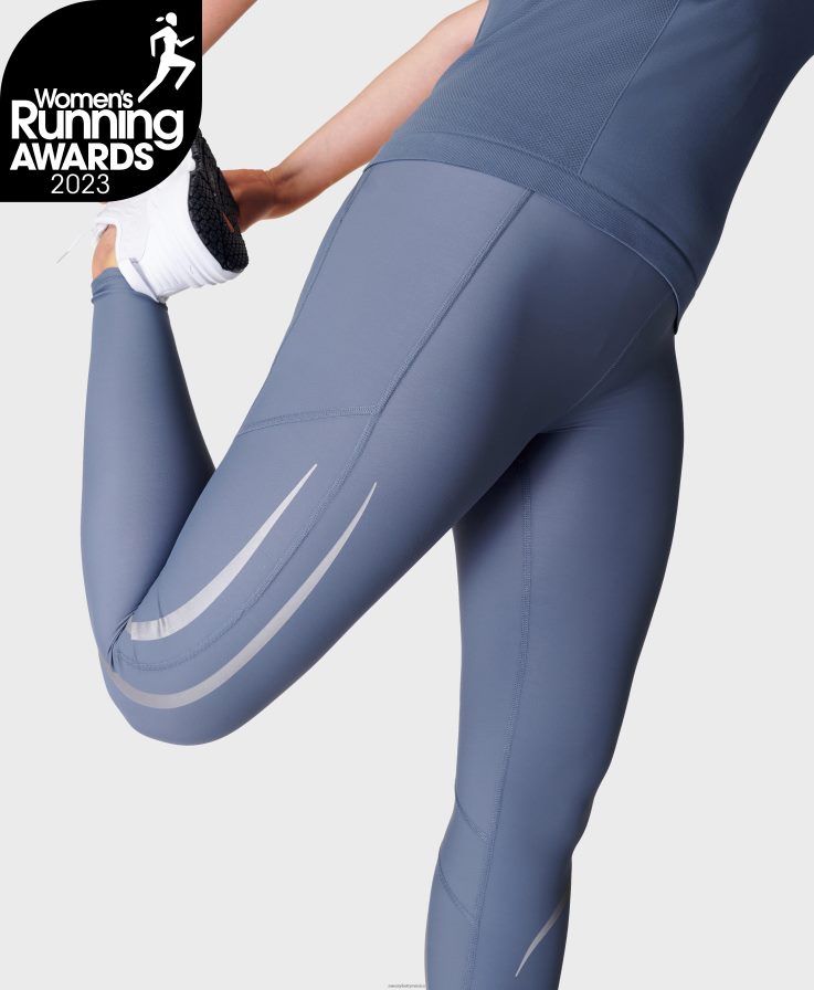 mujer leggings para correr con iluminación de gravedad cero Sweaty Betty 8VNTL521 azul infinito ropa