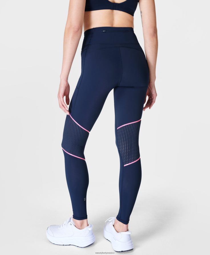 mujer leggings para correr declaración de gravedad cero Sweaty Betty 8VNTL1099 pop azul marino/rosa fuerte ropa