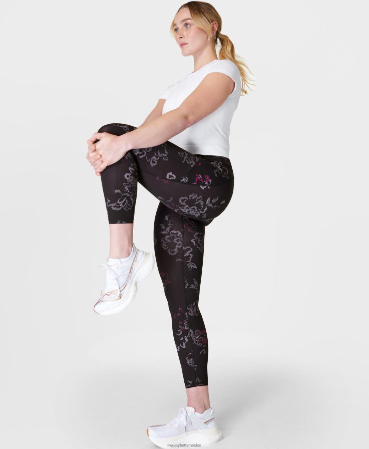 mujer leggings para correr gravedad cero 7/8 Sweaty Betty 8VNTL207 estampado floral técnico negro ropa