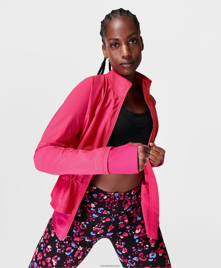 mujer chaqueta para correr por carril rápido Sweaty Betty 8VNTL746 frambuesa rosa ropa