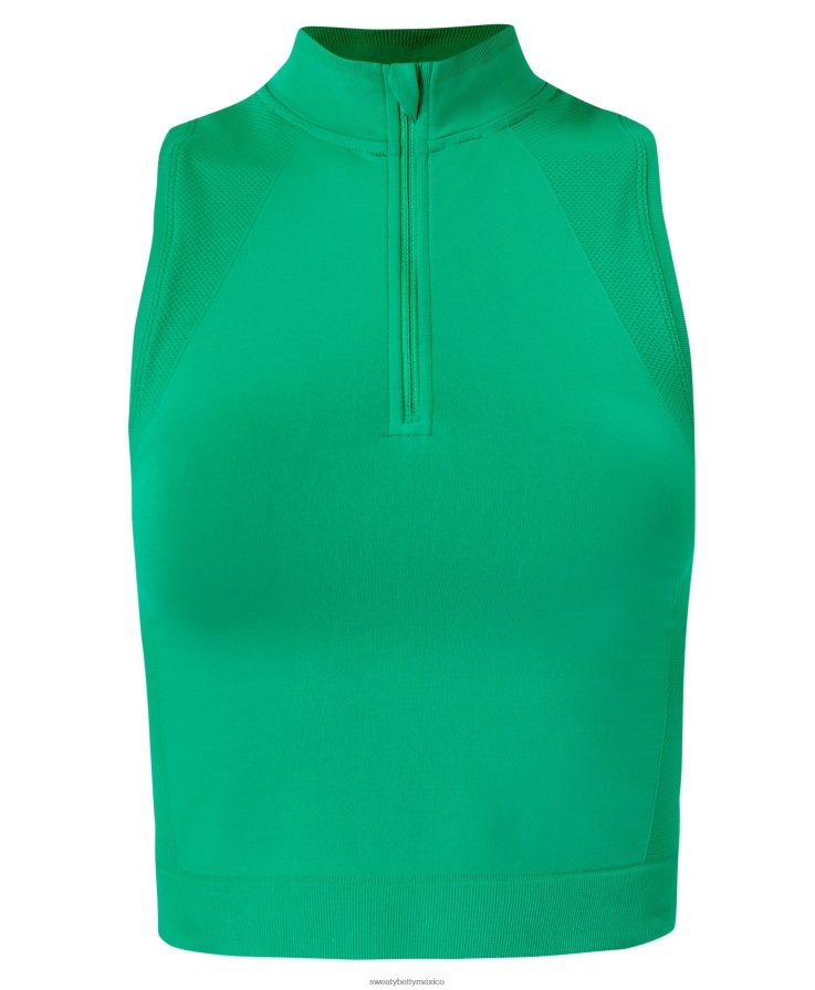 mujer Camiseta sin mangas de entrenamiento con media cremallera y sin costuras Sweaty Betty 8VNTL903 verde vivo ropa