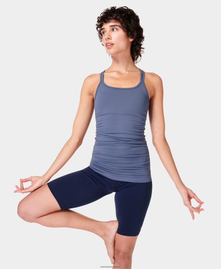 mujer tanque de yoga sin costuras aplomo Sweaty Betty 8VNTL704 azul infinito ropa