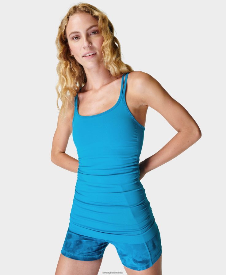 mujer tanque de yoga sin costuras aplomo Sweaty Betty 8VNTL707 verano azul ropa
