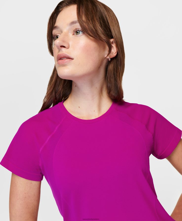 mujer camiseta de atleta de peso pluma sin costuras Sweaty Betty 8VNTL233 magenta fusión púrpura ropa