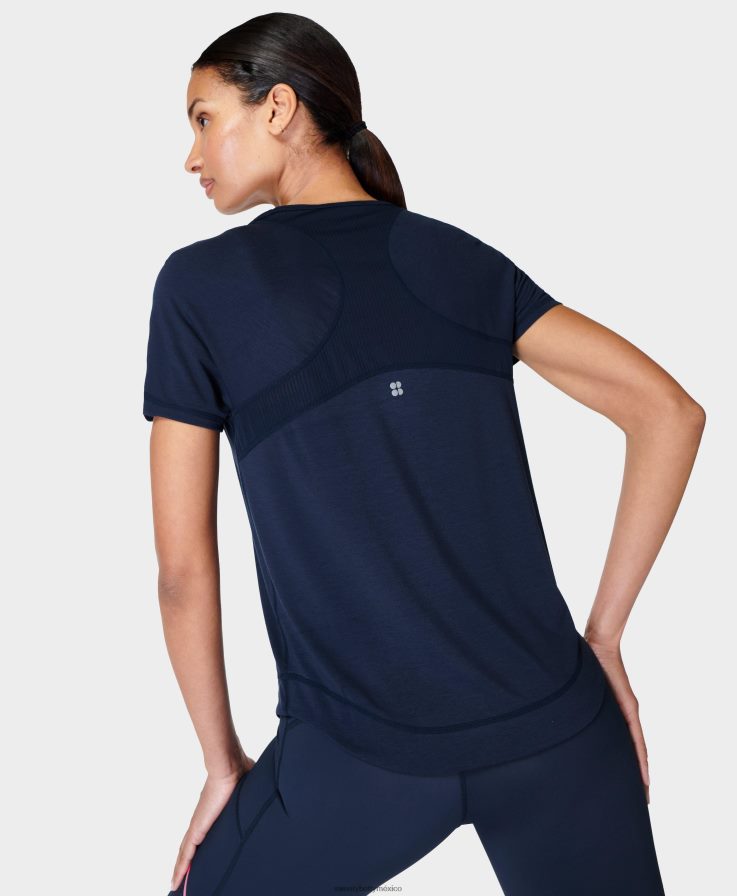 mujer camiseta para correr respira fácil Sweaty Betty 8VNTL498 Azul marino ropa