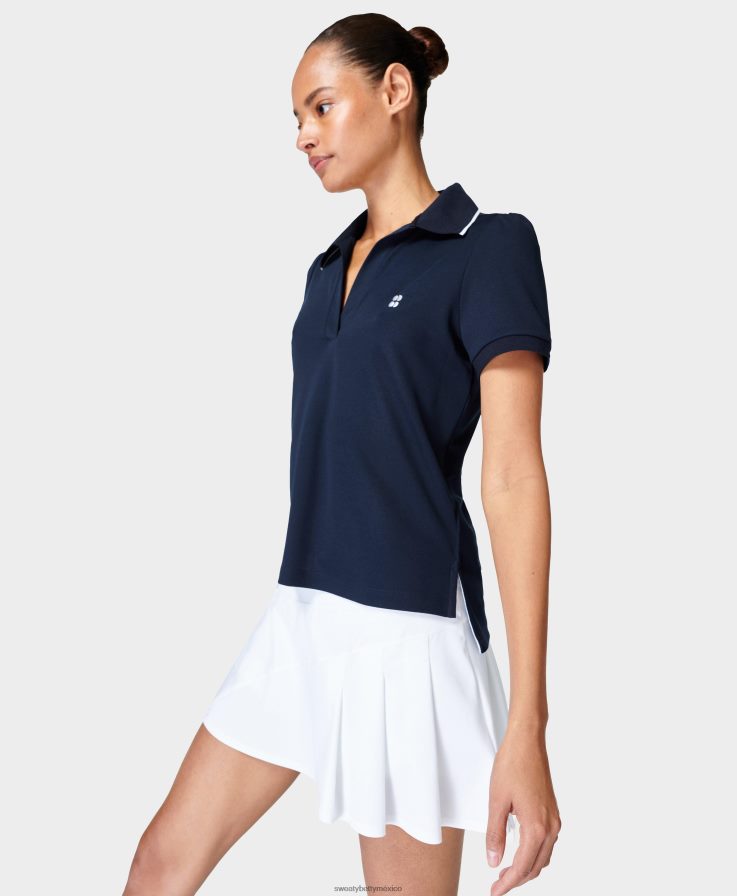 mujer camiseta polo de tenis grand slam Sweaty Betty 8VNTL1106 Azul marino ropa
