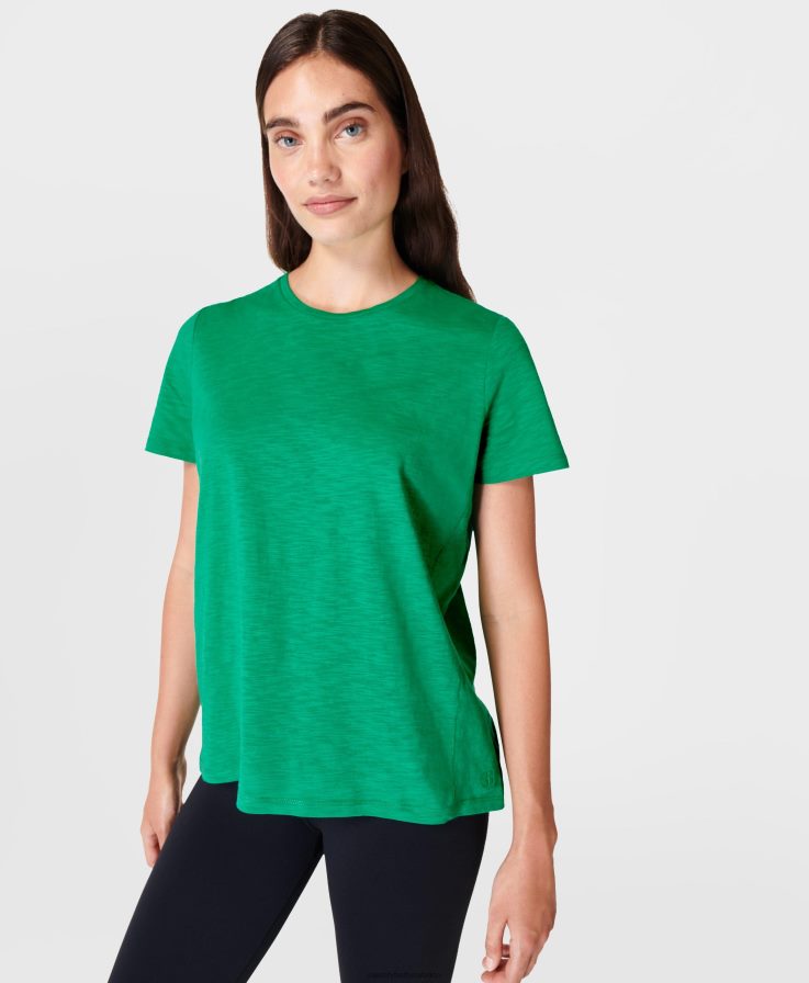mujer camiseta refrescante con cuello redondo Sweaty Betty 8VNTL980 verde vivo ropa
