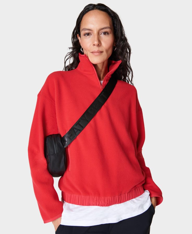 mujer jersey de lana malva con media cremallera Sweaty Betty 8VNTL671 rojo intenso ropa