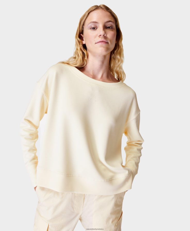 mujer jersey ligero tipo nube con lavado de arena Sweaty Betty 8VNTL1052 concha blanca ropa