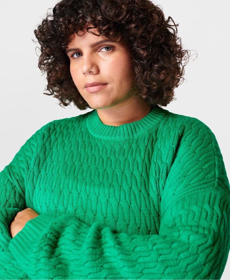 mujer suéter de ochos clásico Sweaty Betty 8VNTL354 electro verde ropa