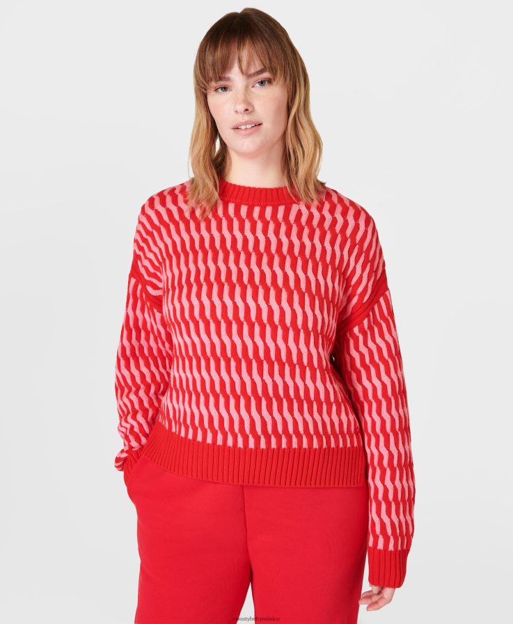 mujer suéter de ochos clásico Sweaty Betty 8VNTL356 Rosa rojo ropa