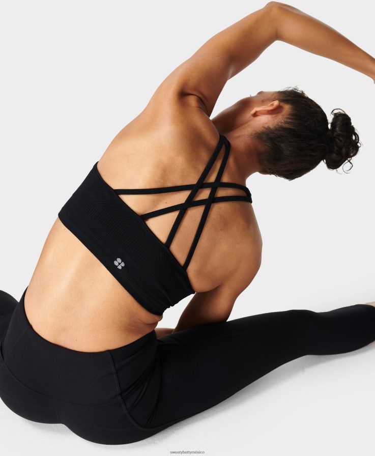 mujer sujetador de yoga de cuello alto sin costuras mindful Sweaty Betty 8VNTL1035 negro ropa