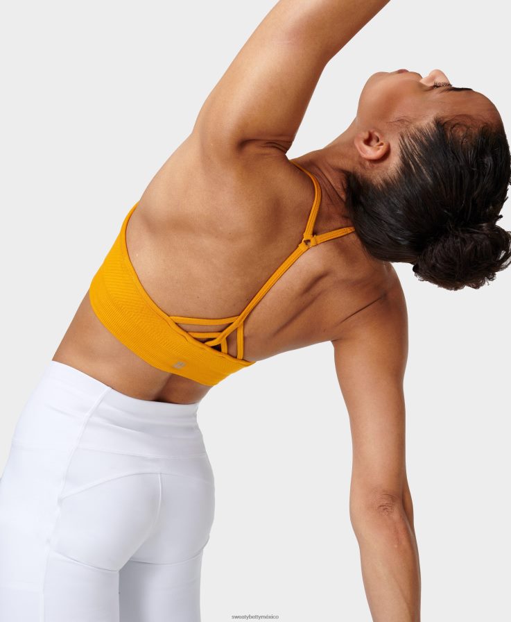 mujer sujetador de yoga sin costuras consciente Sweaty Betty 8VNTL933 neblina amarilla ropa