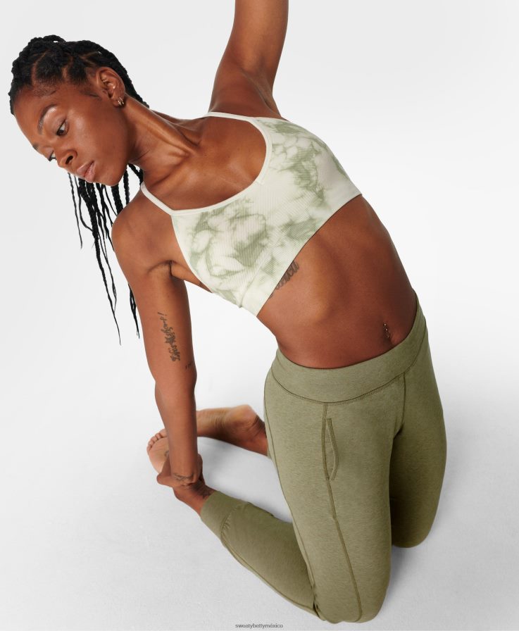 mujer sujetador de yoga sin costuras consciente Sweaty Betty 8VNTL941 teñido anudado en tono verde ropa
